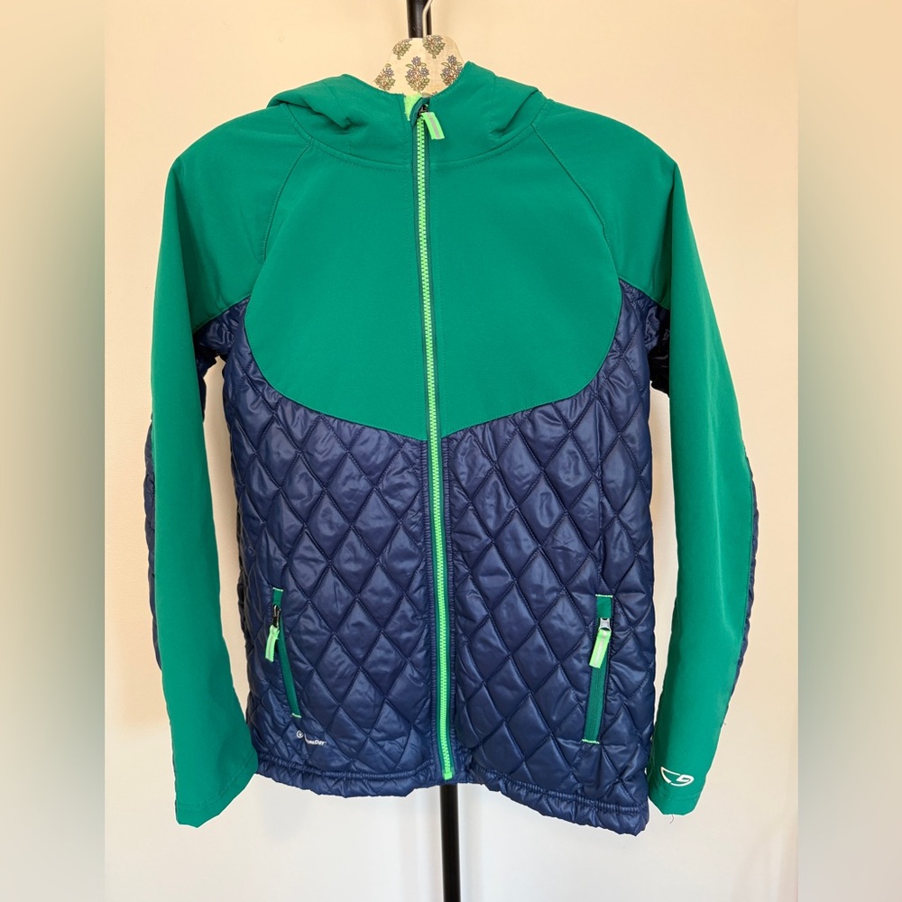 Champion Green and Navy Puffer Fleece Jacket